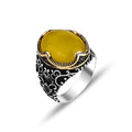 Silver Handmade Yellow Agate Stone Ring