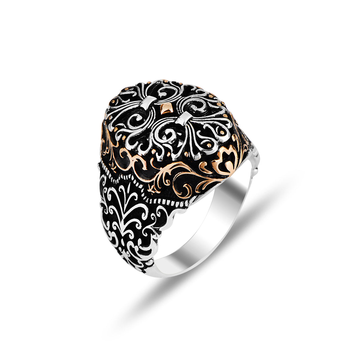 Silver Handmade Embroidered Detailed Men's Ring