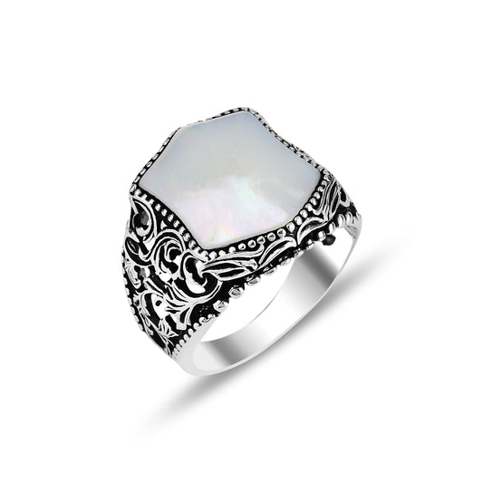 Silver White Mother Of Pearl Ring