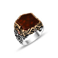 Silver Handmade Ottoman Style Red Agate Ring