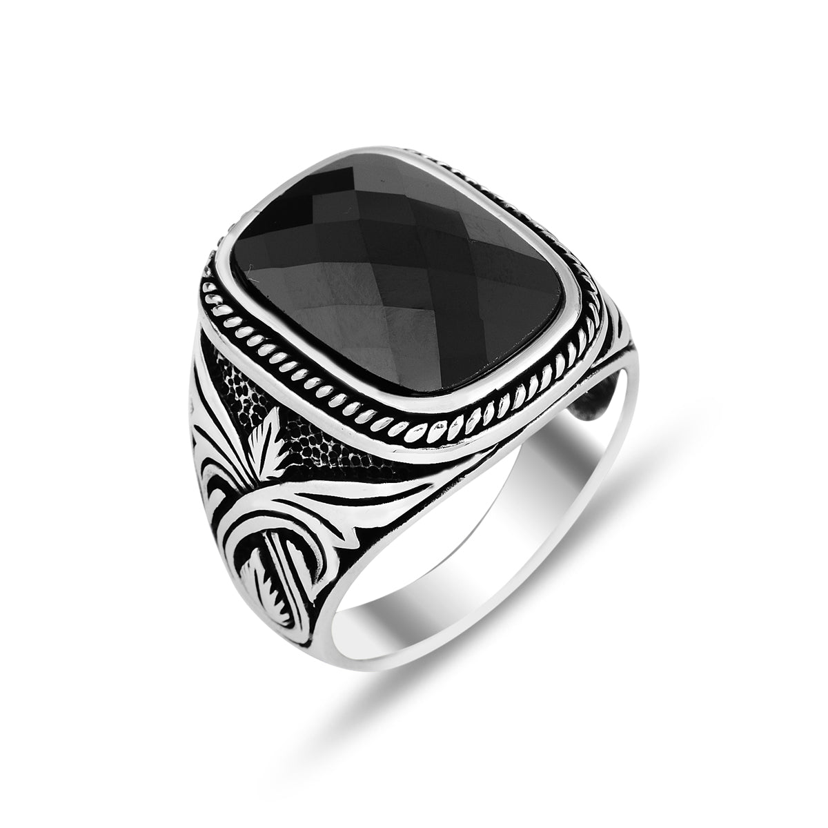 Silver Handmade Black Zircon Stone Ring