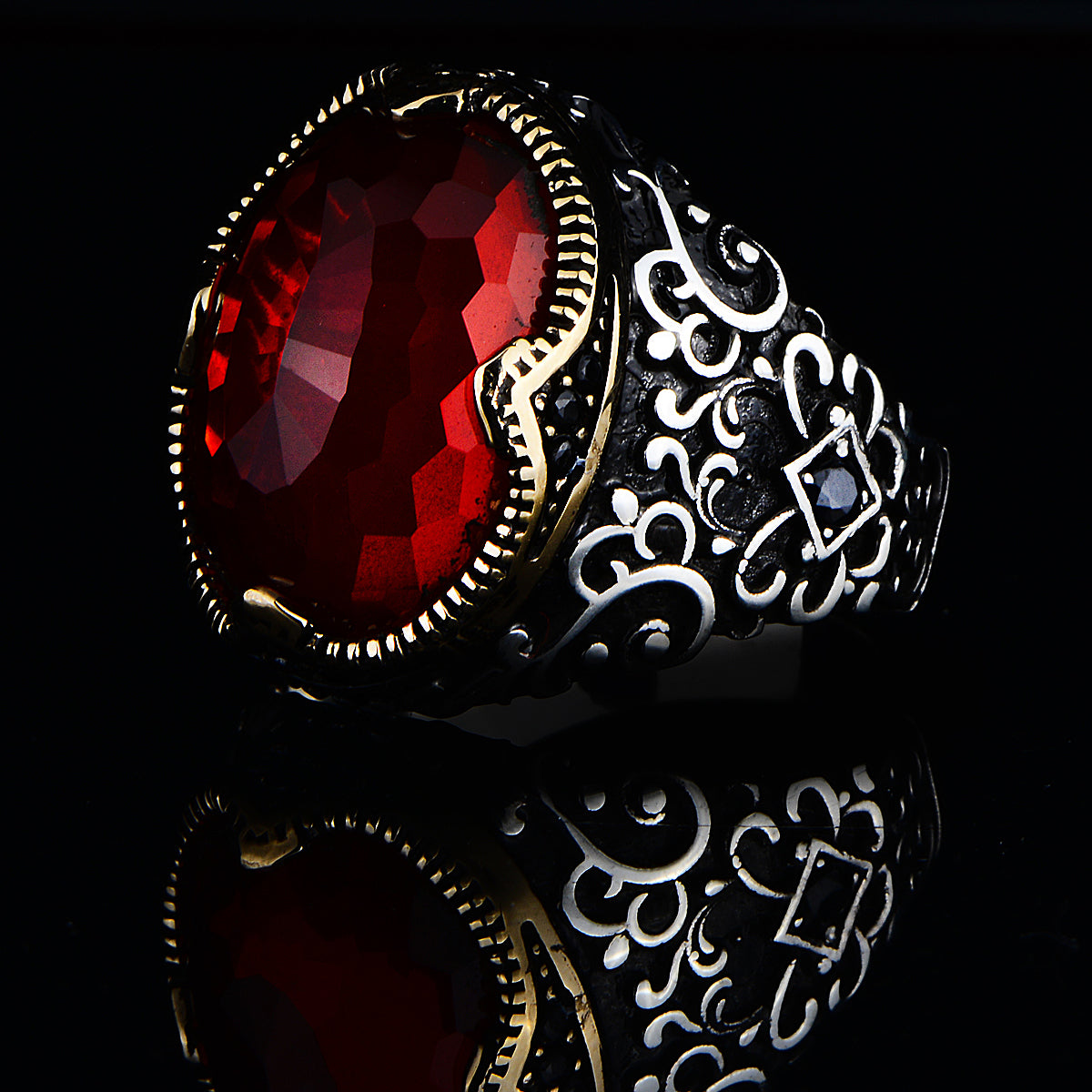Silver Ottoman Style Ruby Stone