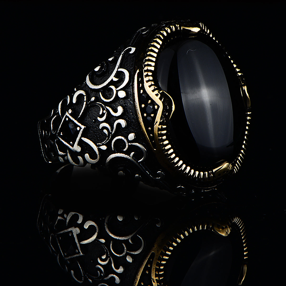 Silver Handmade Black Onyx Stone Ring