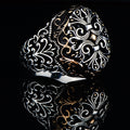 Silver Handmade Embroidered Detailed Men's Ring