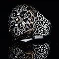 Silver Handmade Embroidered Detailed Men's Ring