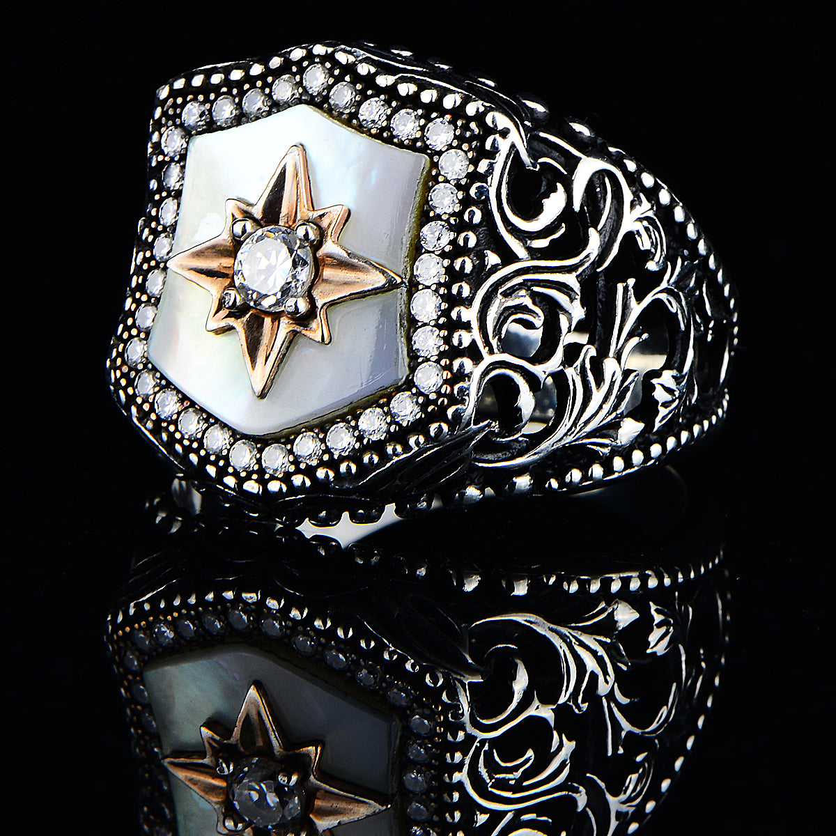 Anillo de plata con piedra de nácar