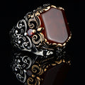 Silver Handmade Ottoman Style Red Agate Ring