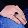 Anillo de hombre con sello de ónix cuadrado negro