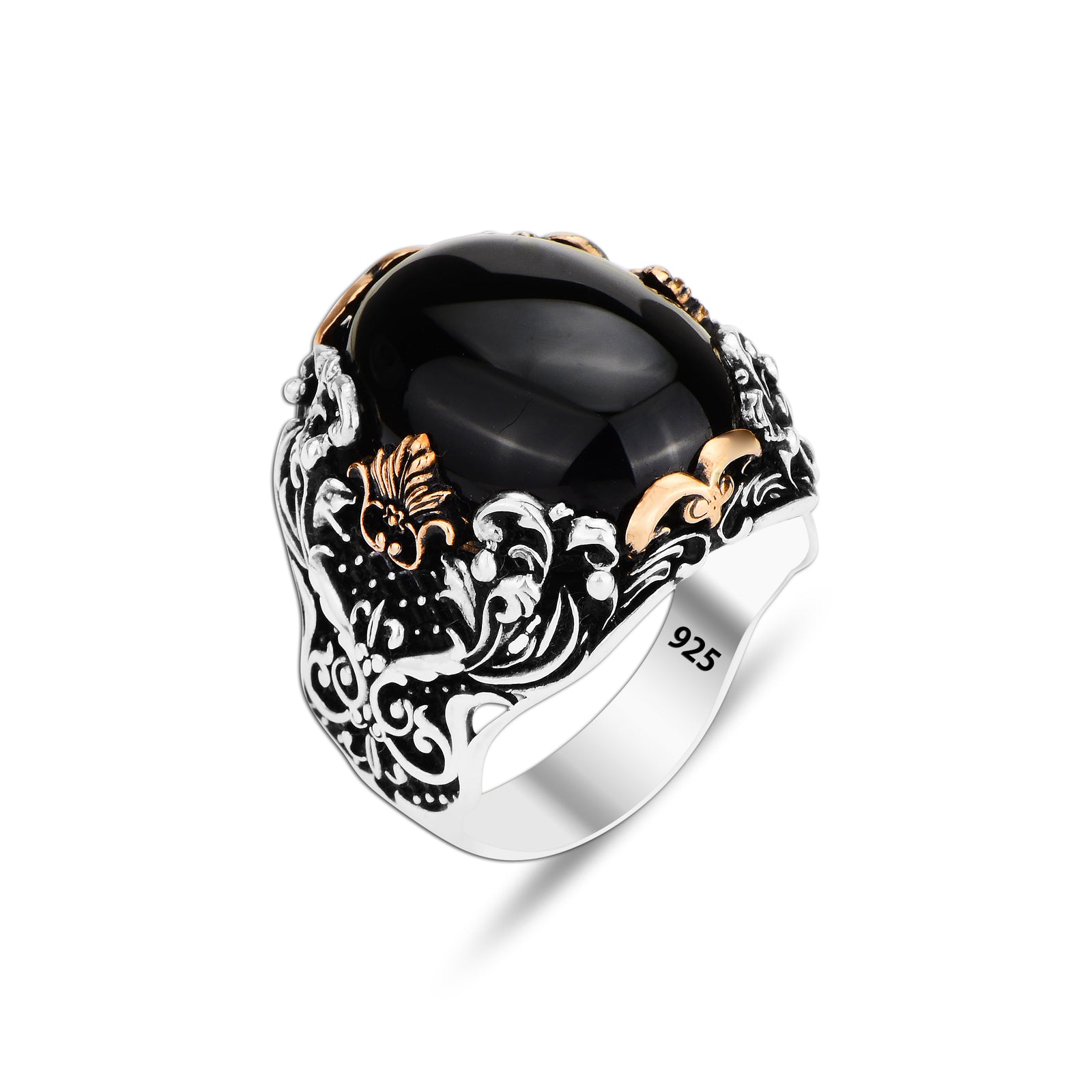 Anillo de ónix de plata esterlina para hombre Ónix negro hecho a mano