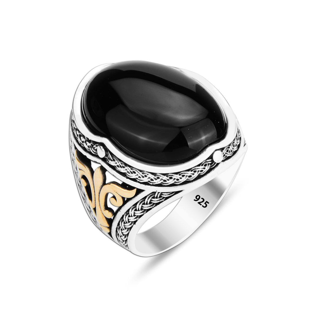 Anillo de plata con piedra de ónix grande hecho a mano