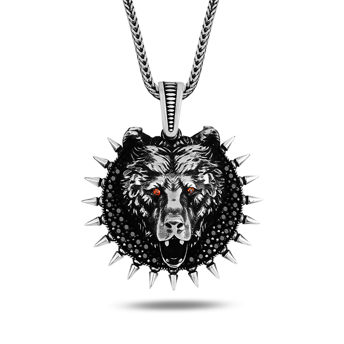 Silver Bear Head Necklace