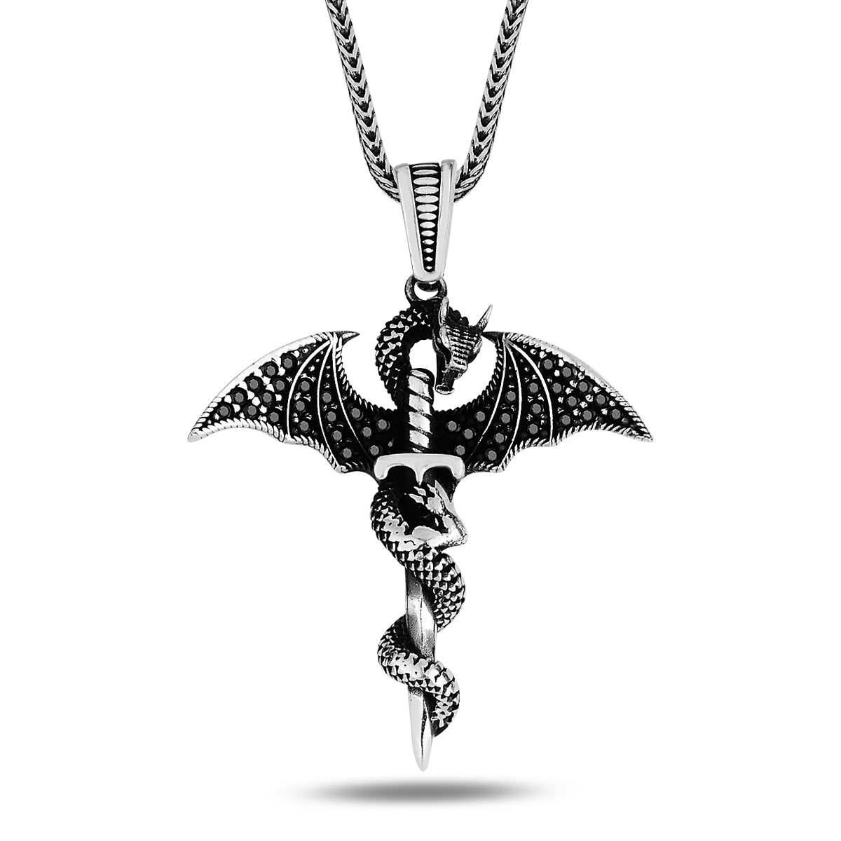 Men Handmade Sword Dragon Necklace