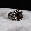 Men Cz Black Diamond Stone Handmade Black Stone Ring