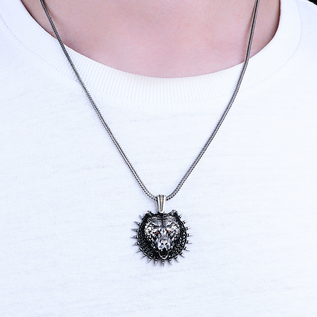 Silver Bear Head Necklace