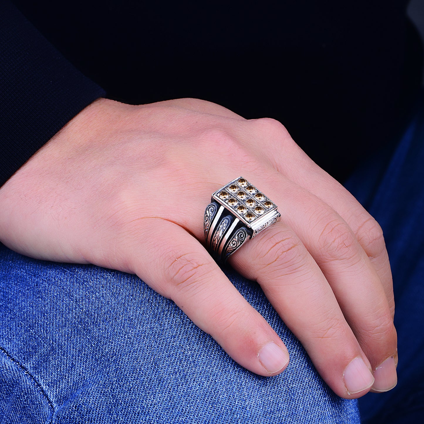 Anillo de piedra de zultanita grabado a mano para hombre, anillo de piedra que cambia de color,