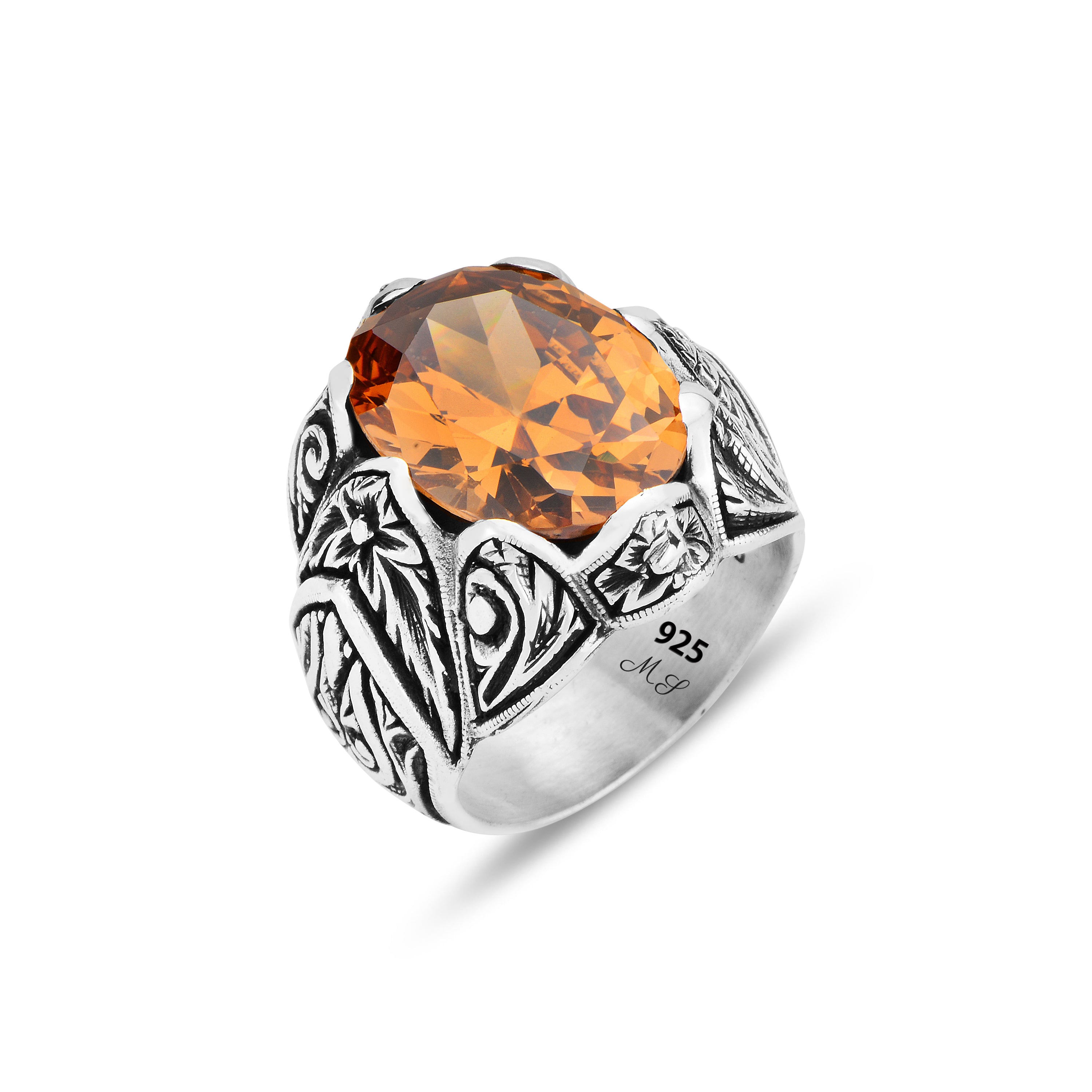 925 Stamped Silver Citrine hotsell Gemstone Ring