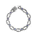 Pulsera de cadena con piedras preciosas de zafiro grabadas en plata