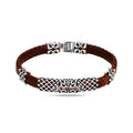 Silver Handmade Ruby Stone Red Leather Bracelet