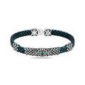 Silbernes Smaragdstein-Grünes Lederarmband