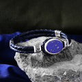 Silbernes blaues Lapislazuli-Lederarmband