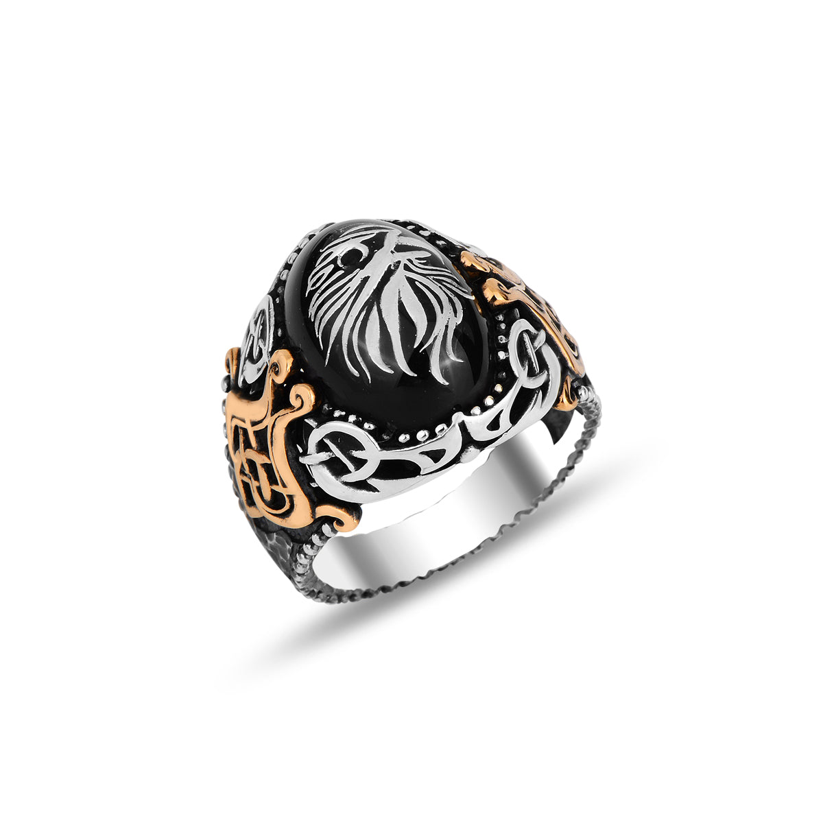 Anillo Águila con Piedra de Ónix y Plata