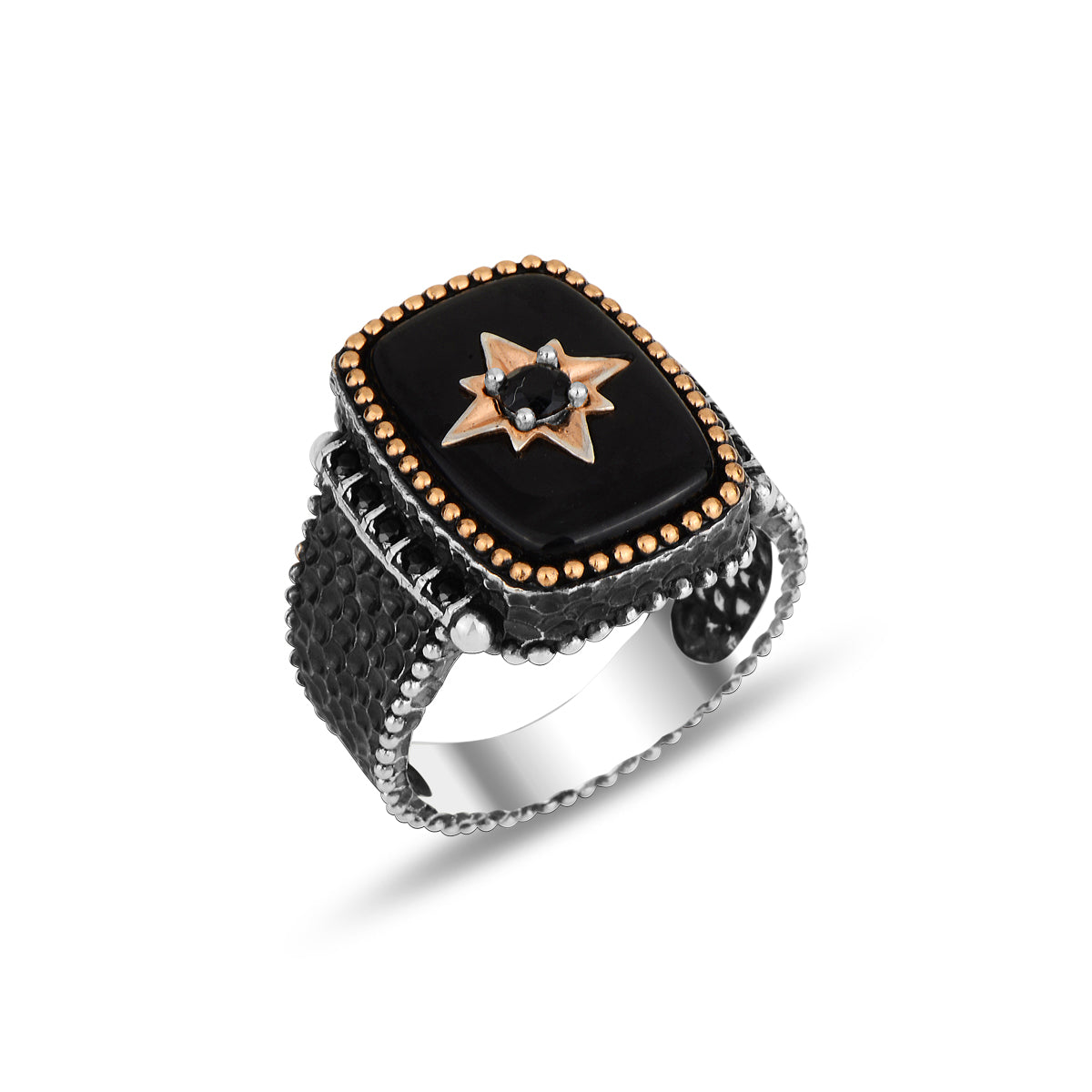 Anillo de plata con piedra de ónix cuadrado