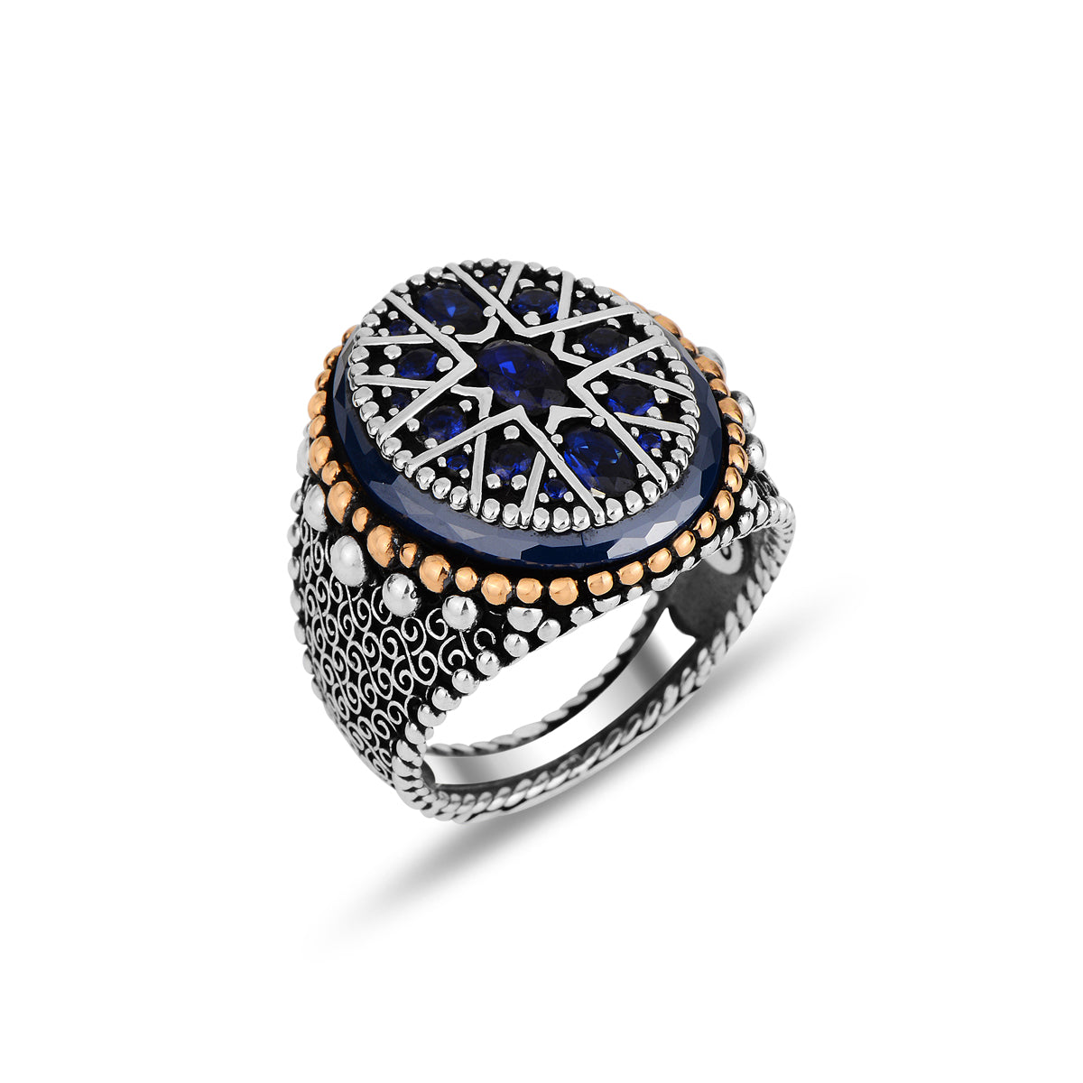 Men Ottoman Style Sapphire Stone Ring