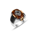 Silver Square Amber Stone Ring