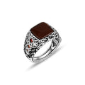 Silver Handmade Minimal Red Agate Stone Ring