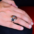 Silver Square Amber Stone Ring