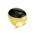 Großer vergoldeter Onyxring für Männer aus Silber