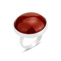 Silberner runder Ring aus rotem Jadestein für Damen