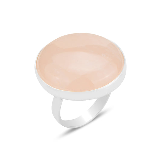 Silver Handmade Women Round Pink Quartz Ring