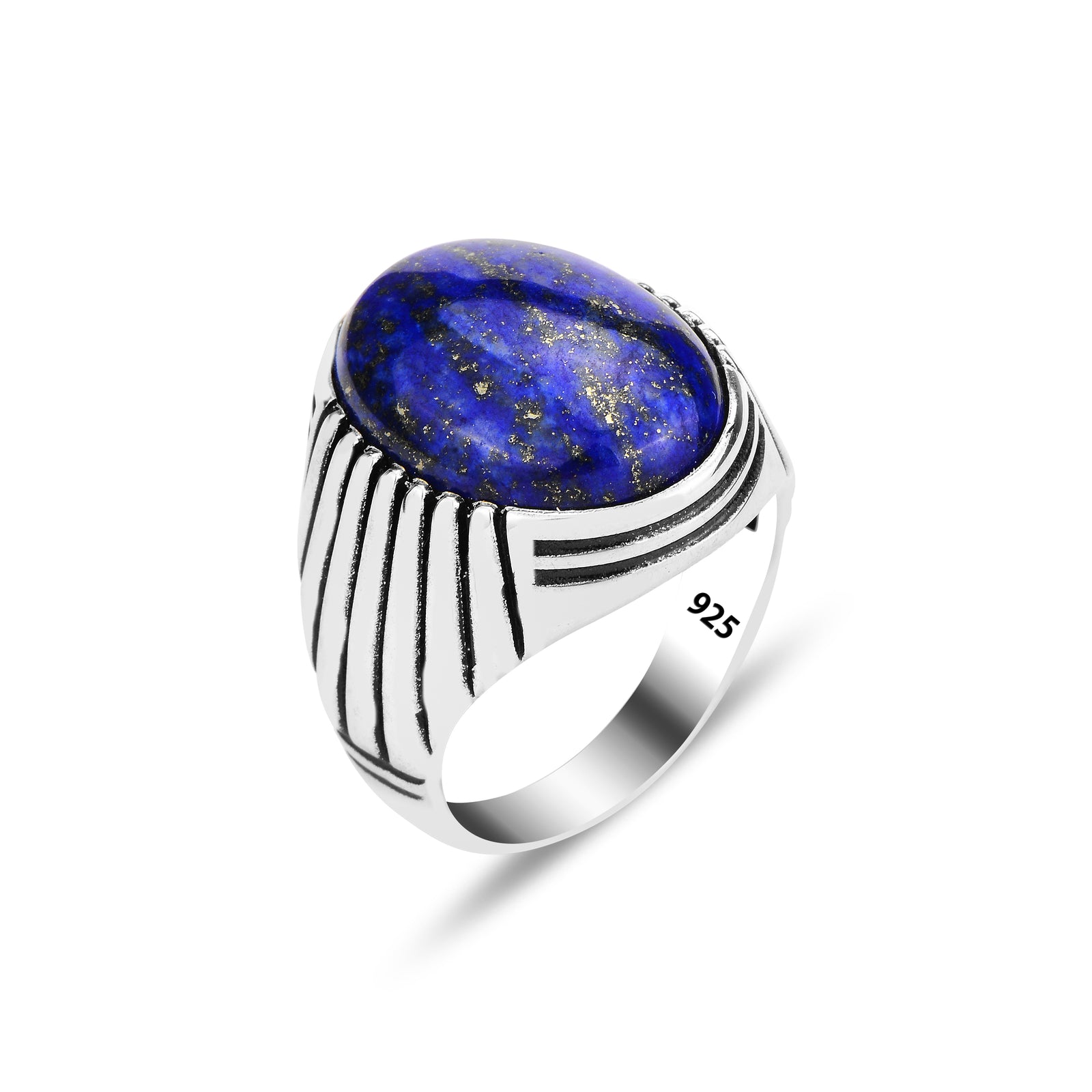 Men Handmade Natural Lapis Lazuli Stone Ring