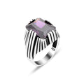 Men Handmade Square Zircon Sapphire Ring