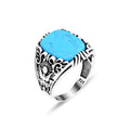 Men Handmade Natural Turquoise Stone Silver Ring