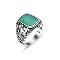 Men Handmade Green Agate Stone Ring