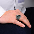 Silver Snake Model Green Agate Stone Ring