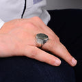 Men Handmade Micro Green Emerald Stone Ring