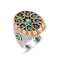 Men Handmade Ottoman Style Green Zircon Emerald Stone Ring