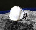 Anillo de plata con sello de nácar para hombre, anillo de concha de perla blanca