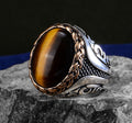 Men Handmade Oval Natural Tiger Eye Gemstone Ring