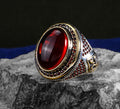 Anillo de Hombre de Plata con Piedra Rubí Estilo Otomano
