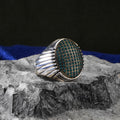 Men Handmade Micro Green Emerald Stone Ring