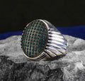 Men Handmade Micro Green Emerald Stone Ring
