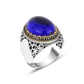 Silberner handgefertigter Saphirsteinring