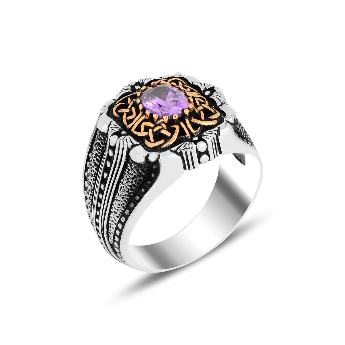 Silver Vintage Amethyst Stone Ring