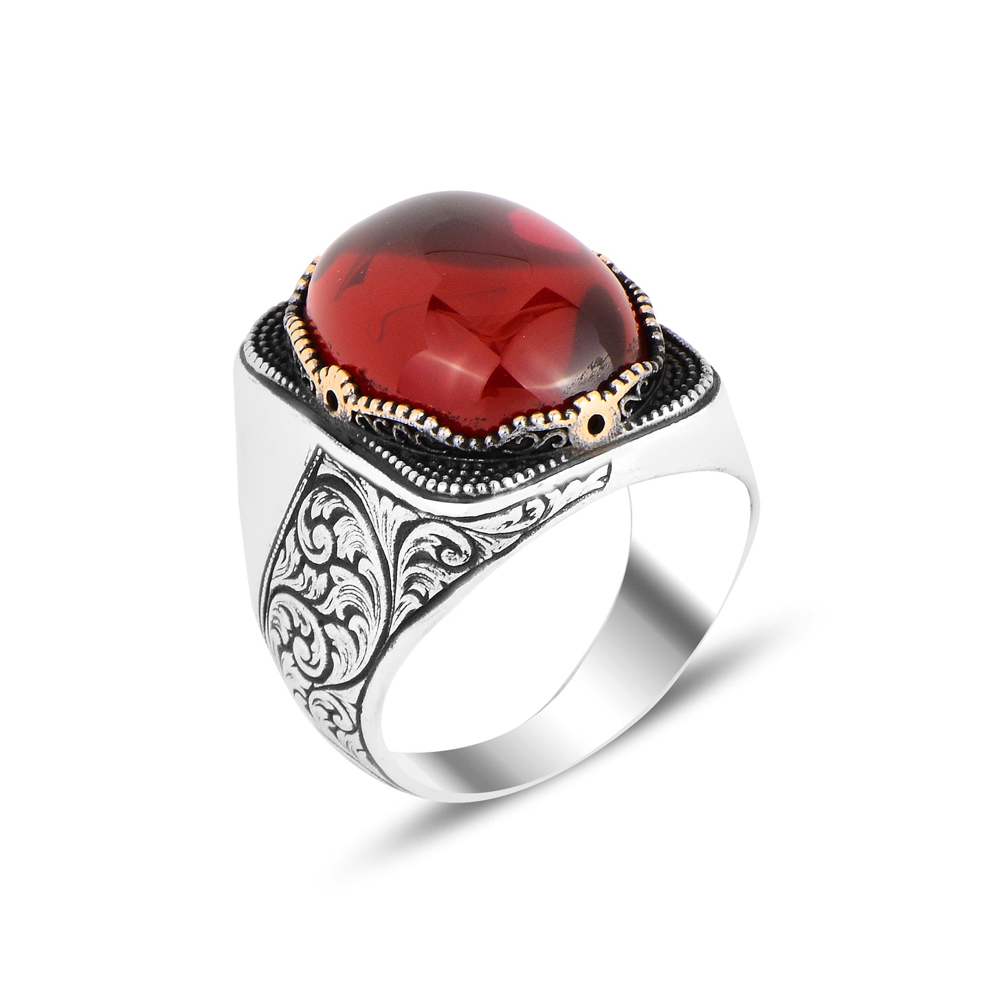 Silver Handmade Oval Ruby Stone Ring