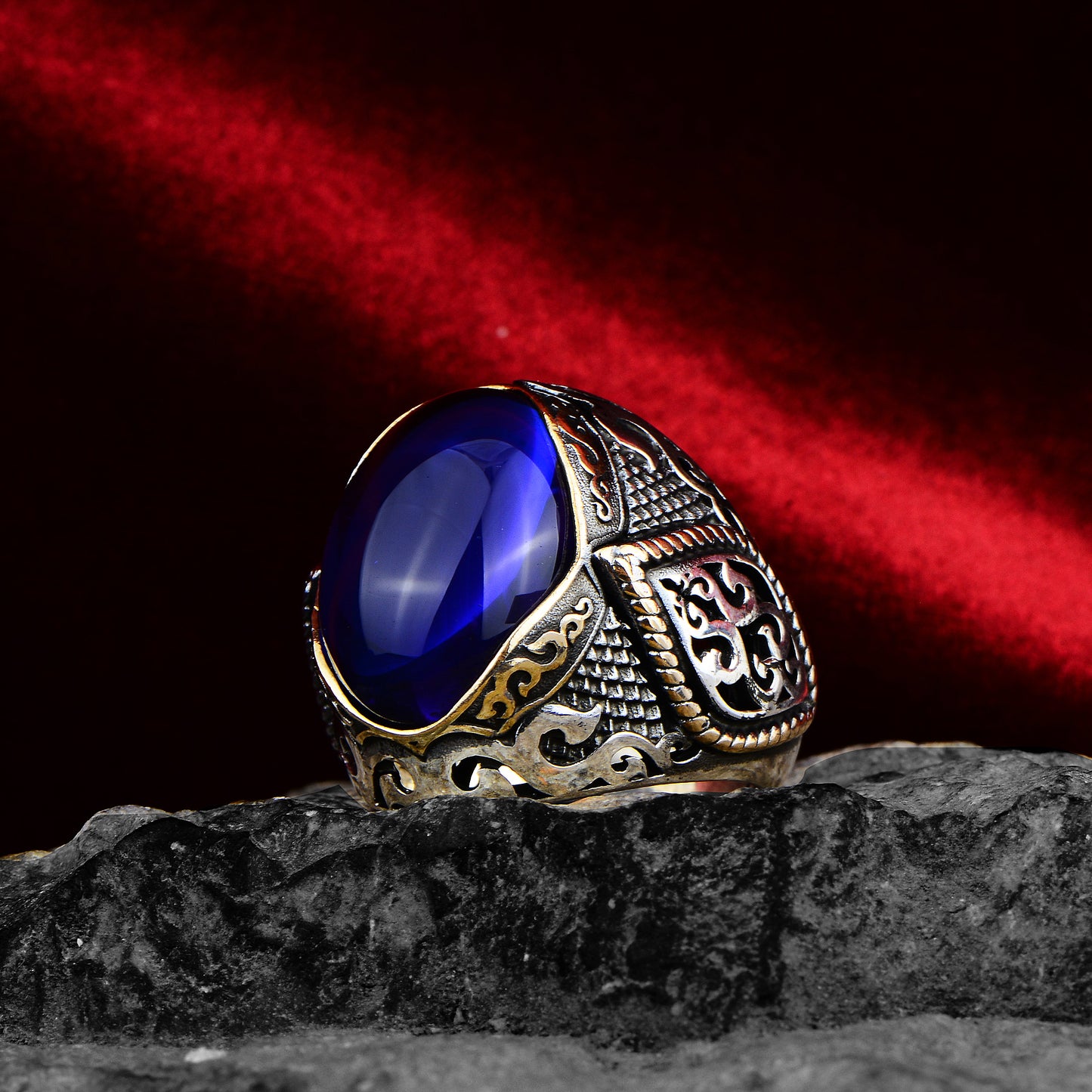 Silver Handmade Ottoman Style Lapis Lazuli Ring