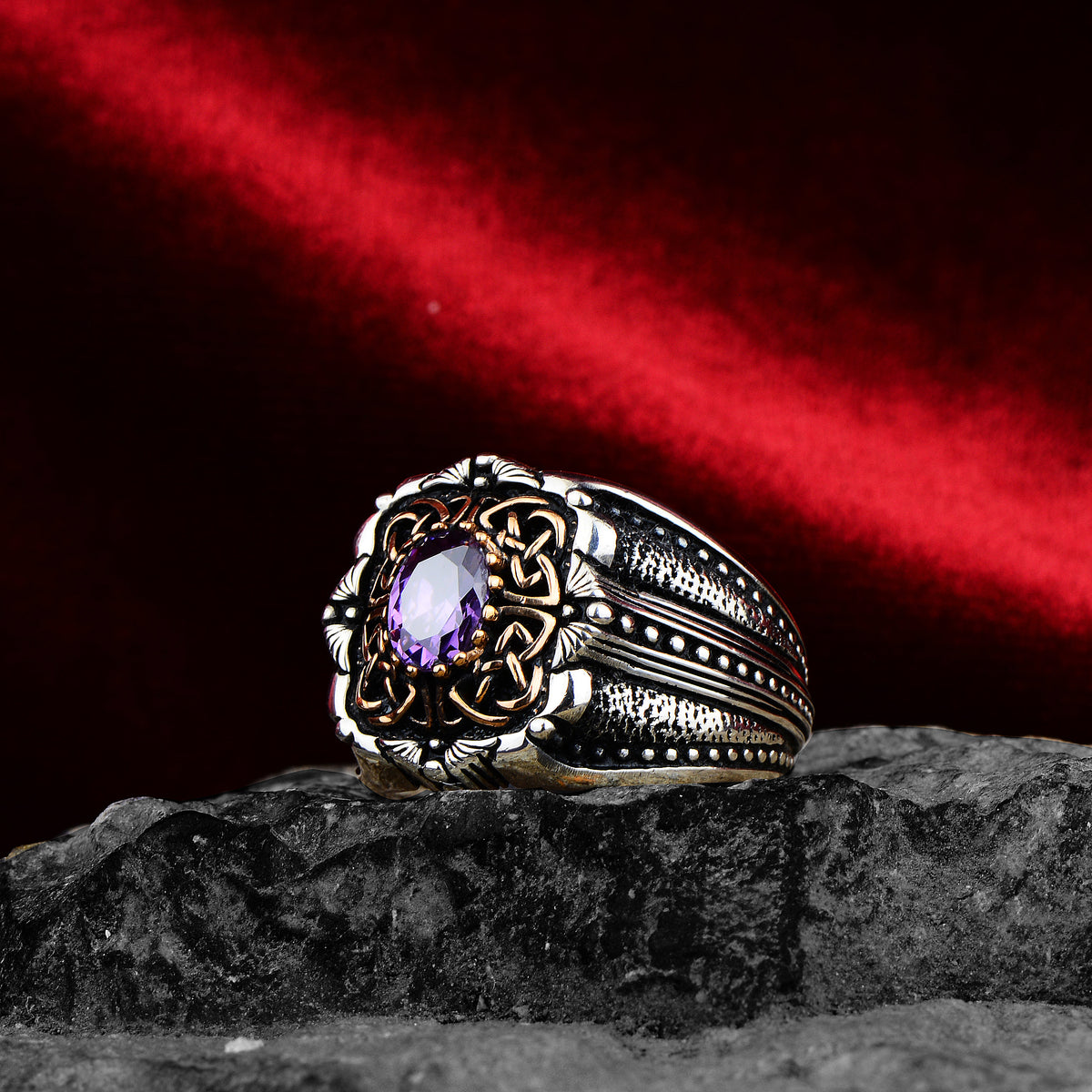 Silver Vintage Amethyst Stone Ring